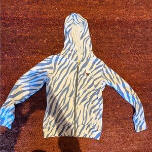 Aviator Nation Kids Hoodie with Blue Zebra Stripes